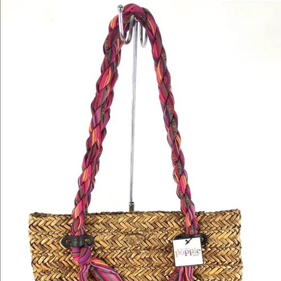 Poppie Jones Island Wicker Striped Beach Bag - Picture 3 of 7